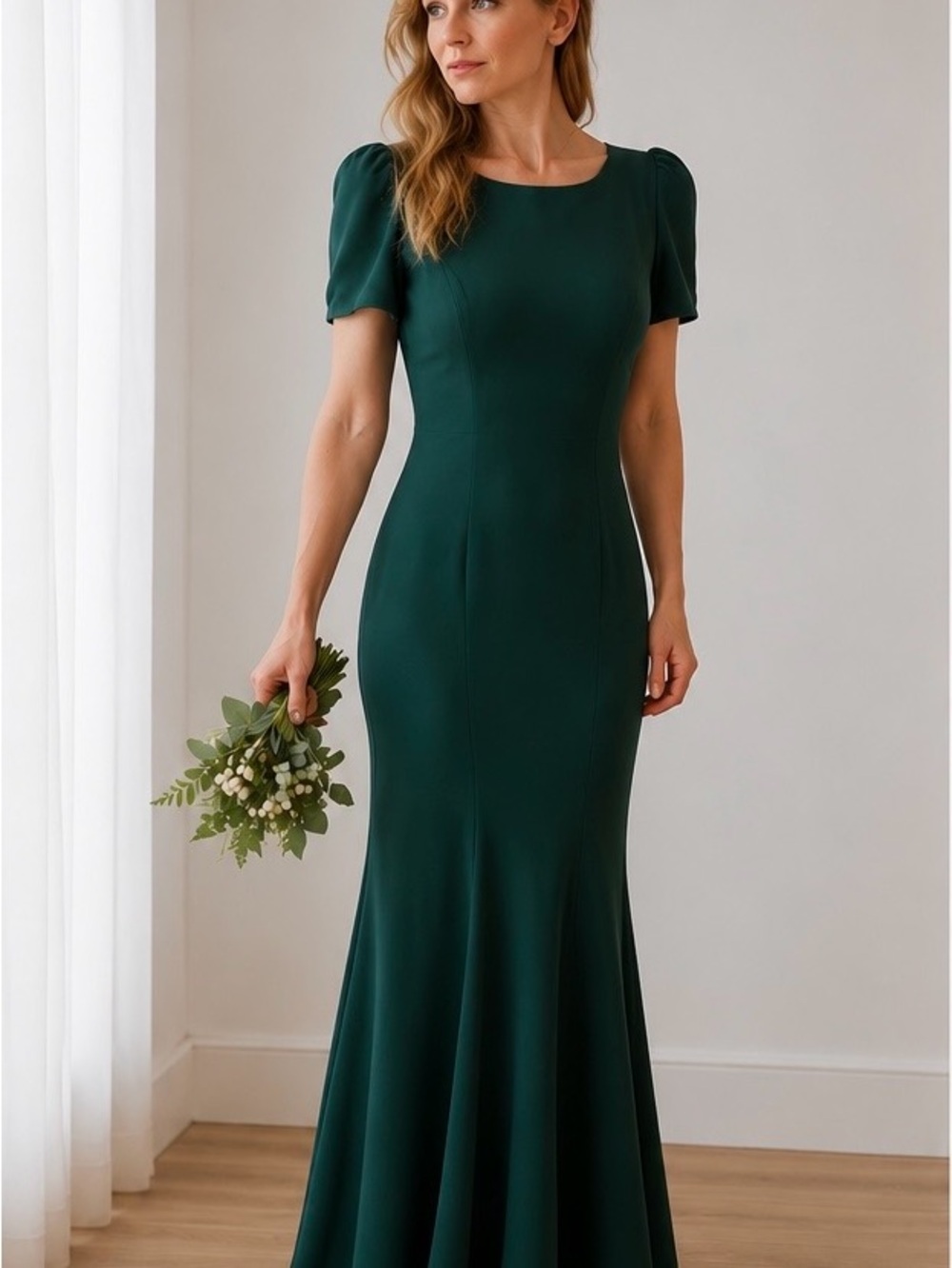Watters & Watters Emerald Green Bridesmaid Formal Gown Lace Back Maxi Dress